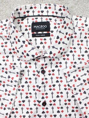 Maceoo AOP Shirt Mens 7/3XL White/Red/Black Fresh Blackjack All Over Print S/S